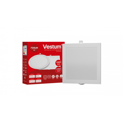 Квадратний світлодіодний врізний світильник Vestum 9W 6000K 220V 1-VS-5208